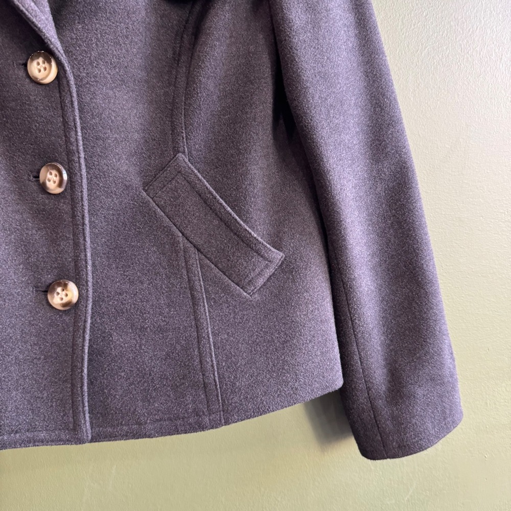 Evan Picone Petite 4P Gray Stretch Blazer Wool Career Jacket Office - Picture 3 of 12